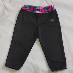 Adidas Black Multi Color Band Activewear Performance Sporty Athletic Pants YOUTH